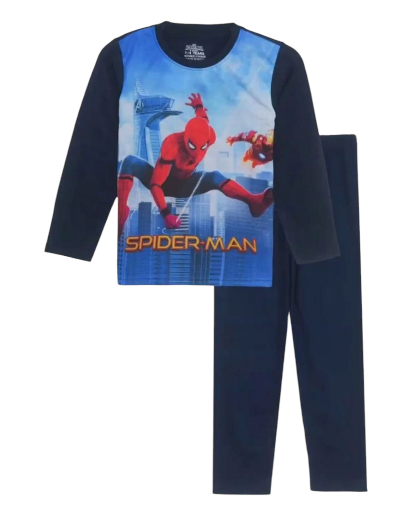 Navy Blue Long Sleeved Spiderman Pyjamas