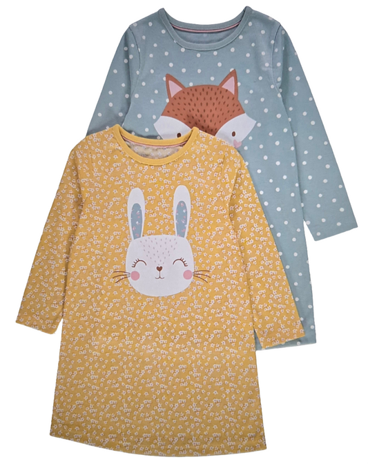 Girls' 2pack Animal Long Sleeve Nightdresses
