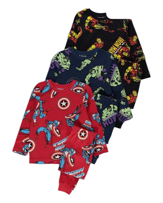 Marvel (Hulk/Captain America/Ironman) 3pack Long Sleeve Pyjamas