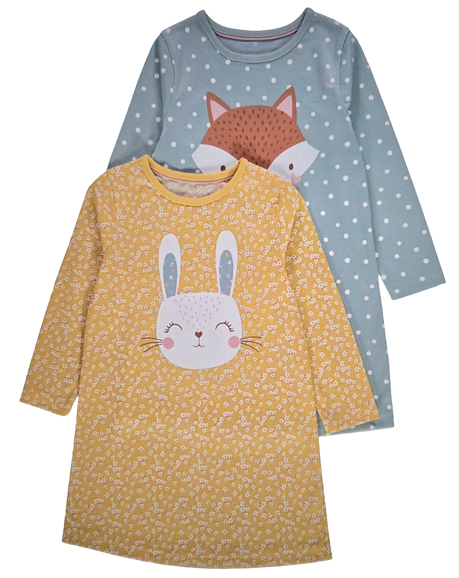 Girls' 2pack Animal Long Sleeve Nightdresses