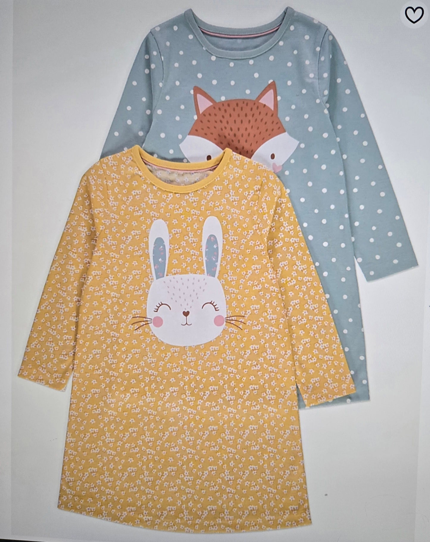 Girls' 2pack Animal Long Sleeve Nightdresses
